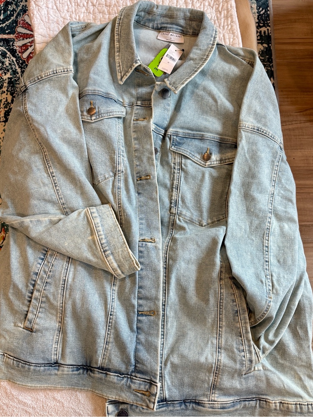 Light Wash Denim Jacket by Lane Bryant - Pale Blue Casual Jean Jacket